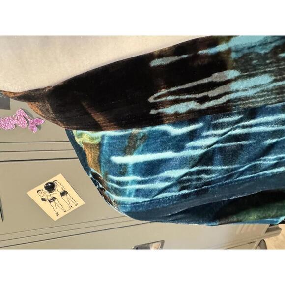 Chico's Velvet Jacket in Teal and Brown Sz 2 (LG) - Picture 3 of 6